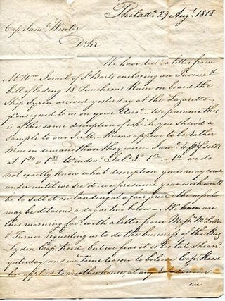 Item #14125 Autographed Letter, Signed (Als) to Captain Samuel Winter of Bath Maine, 1818....