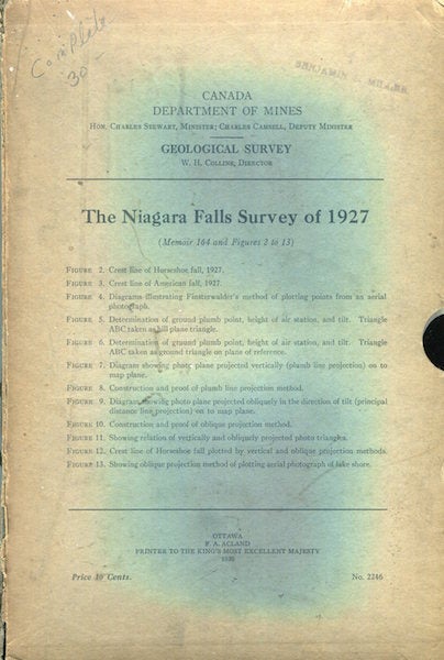 Item #15394 The Niagara Falls Survey of 1927, Memoir 164. Boyd W. H.