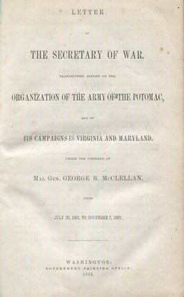 Item #16473 Letter of the Secretary of War, Transmitting Report on the Organization of the Army...