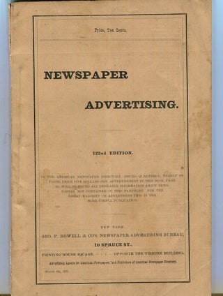 Item #16544 Newspaper Advertising In The American Newspaper Directory…. Newspapers