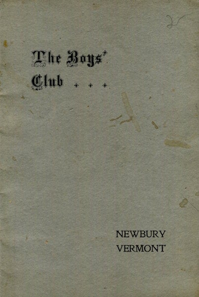 Item #16892 The Boy's Club Of The First Congregational Church, Newbury, Vermont 1905