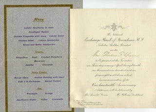 Item #17363 (Menu) National Exchange Bank Of Providence, One Hundredth Anniversary Dinner,...
