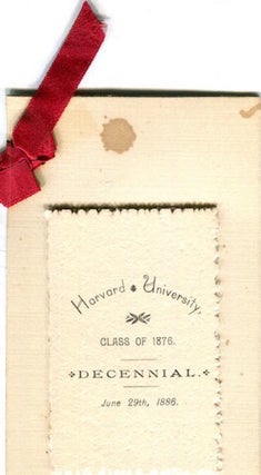 Item #17365 (Menu) Harvard University Class Of 1876 Decennial June 29, 1886 Dinner at Beckman...
