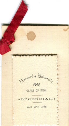 Item #17365 (Menu) Harvard University Class Of 1876 Decennial June 29, 1886 Dinner at Beckman &...