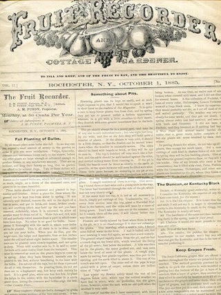 Item #17414 (Industry Newspaper) The Fruit Recorder & Cottage Gardener, October 1, 1885