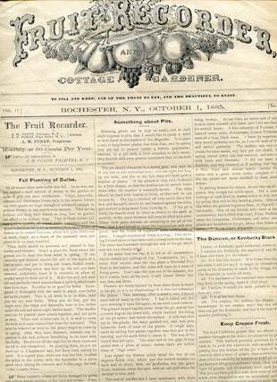 Item #17414 (Industry Newspaper) The Fruit Recorder & Cottage Gardener, October 1, 1885