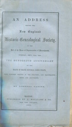 Item #17732 Address Before the New England Historic-Genealogical Society, in the Hall of the...