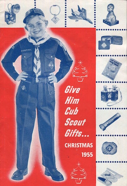 Item #17959 Give Him Cub Scout Gifts ... Christmas 1955. Boy Scouts Of America.