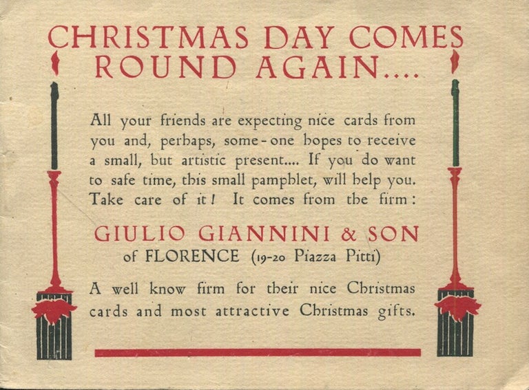 Item #18394 Christmas Day Comes Round Again...; A Greetings Post Card Trade catalogue. Giulio Giannini, Son.